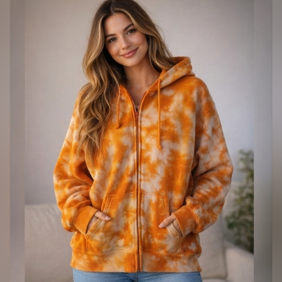 TNA Tops - Aritzia TNA Orange Tie-Dye Hoodie. Could Be Unisex. Size L.
